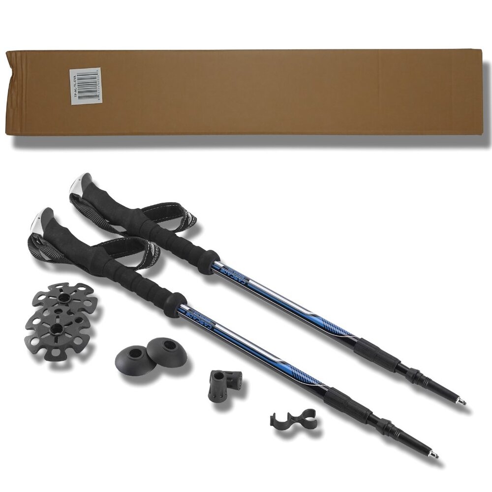 Cascade Mountain Tech Trekking Poles, Twist Lock Blue EVA NIB Brand New